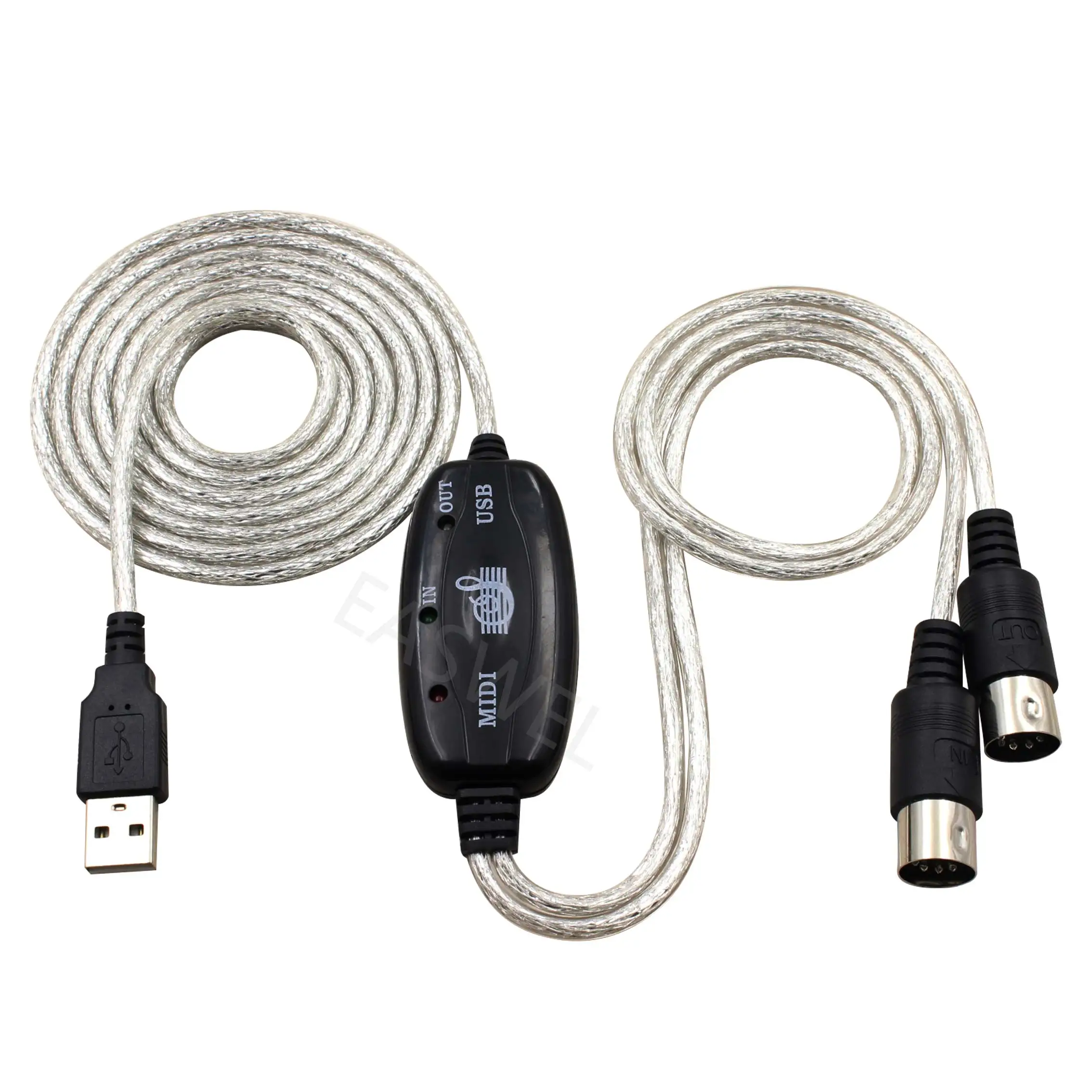 New Useful USB IN-OUT MIDI Interface Cable Converter PC to Music Keyboard Cord