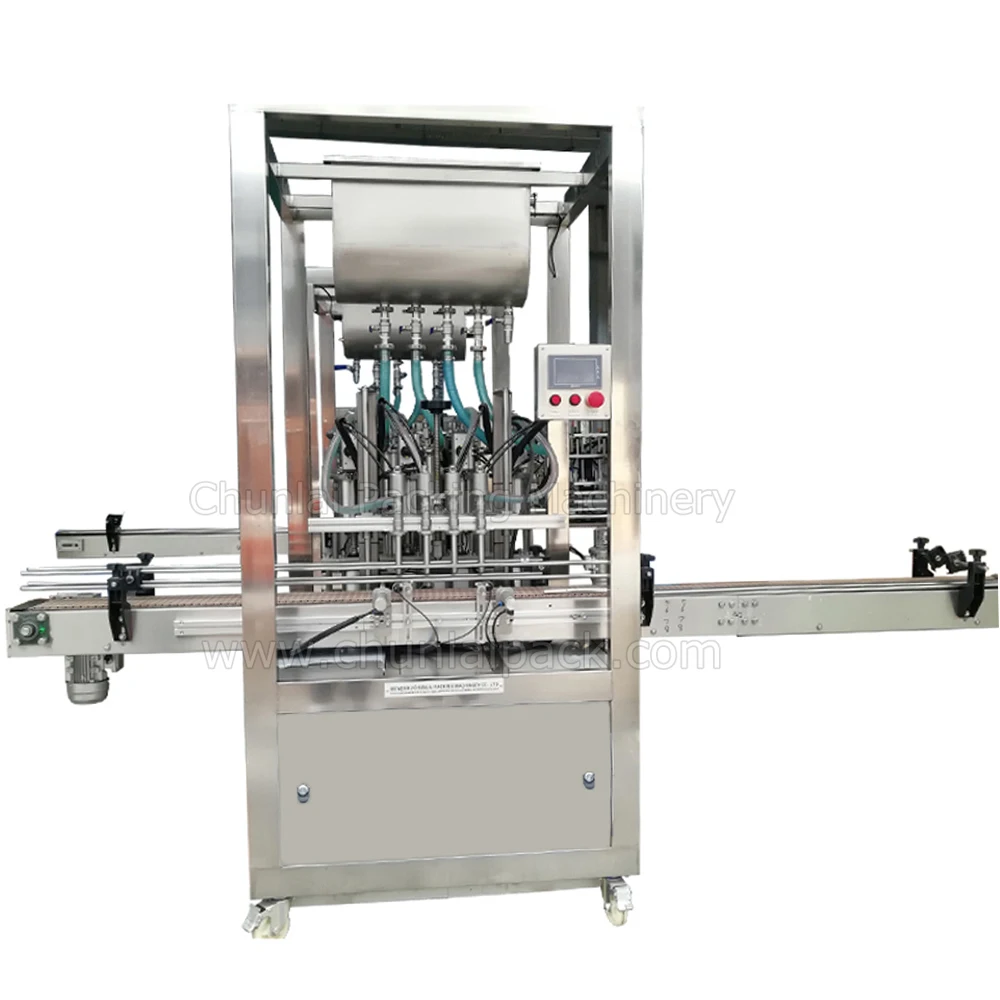 Food Condiment Pack Edible Oil Ketchup Soy Bean Sauce Liquid Gravity Cream Piston Chili Paste Multi Head Bottle Filling Machine