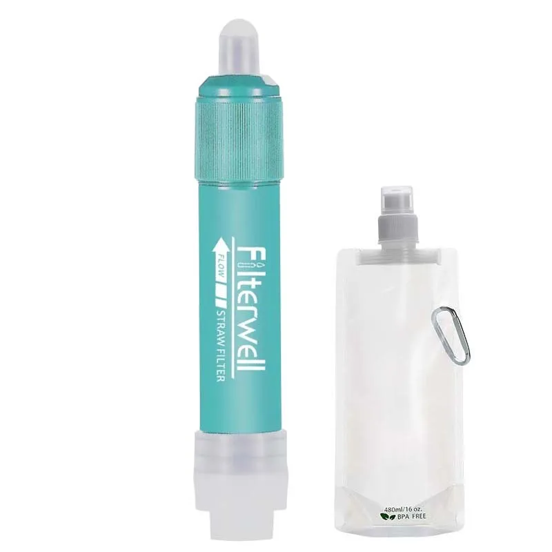 Filterwell Portable camping outdoor  mini portable personal Life water filtration filter  straw kit