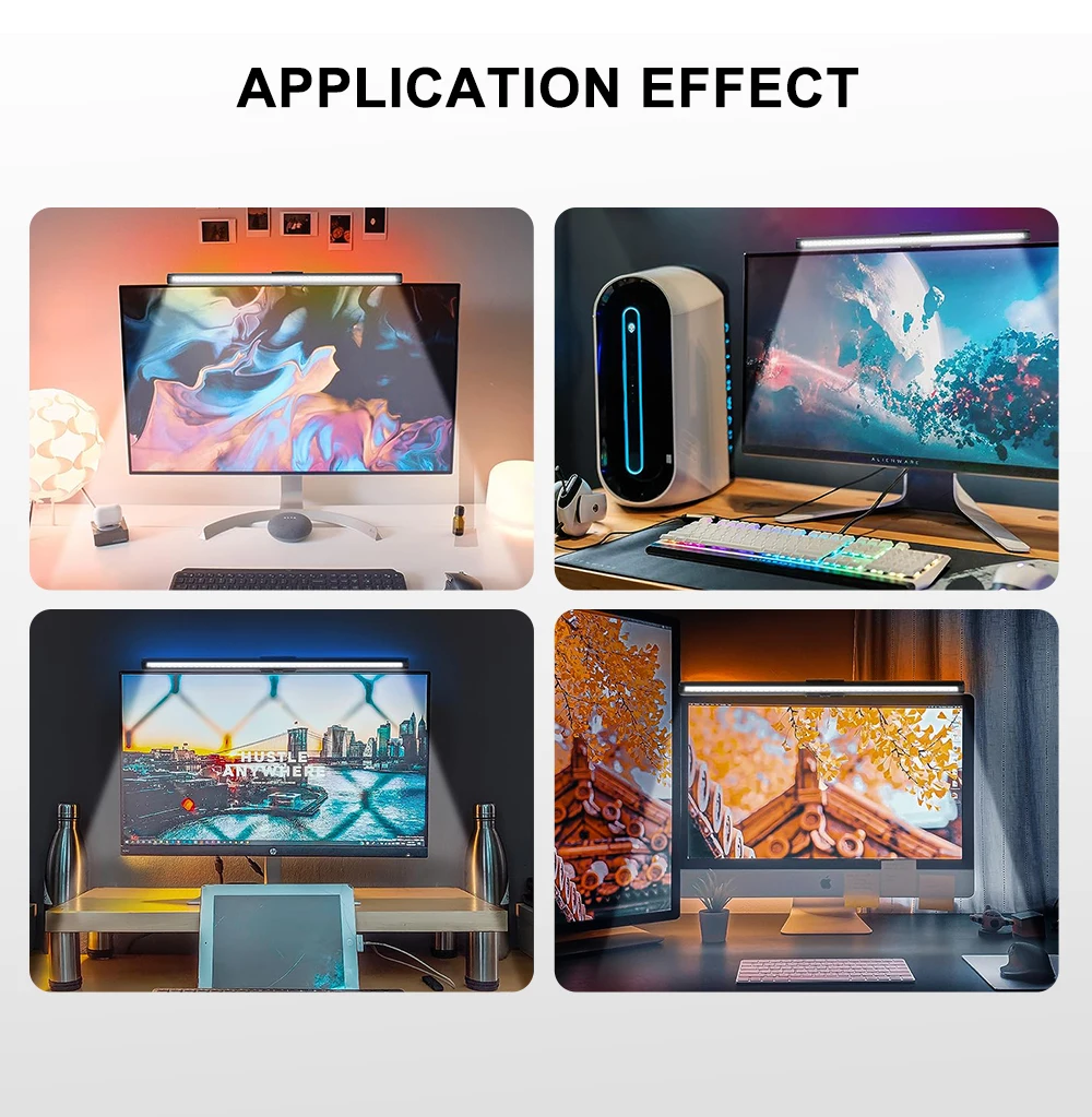 USB Rechargeable LED Office Light Modern Laptop Computer Screen Monitor Hanging Lamp with Touch Power Generation for Room Use