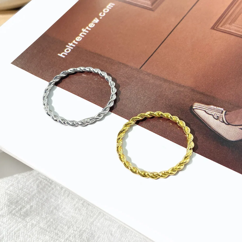 Ethnic rose gold promotion trendy Minimalist twist silver rings fashion female vacation Jewelry 925 sterling silver finger rings