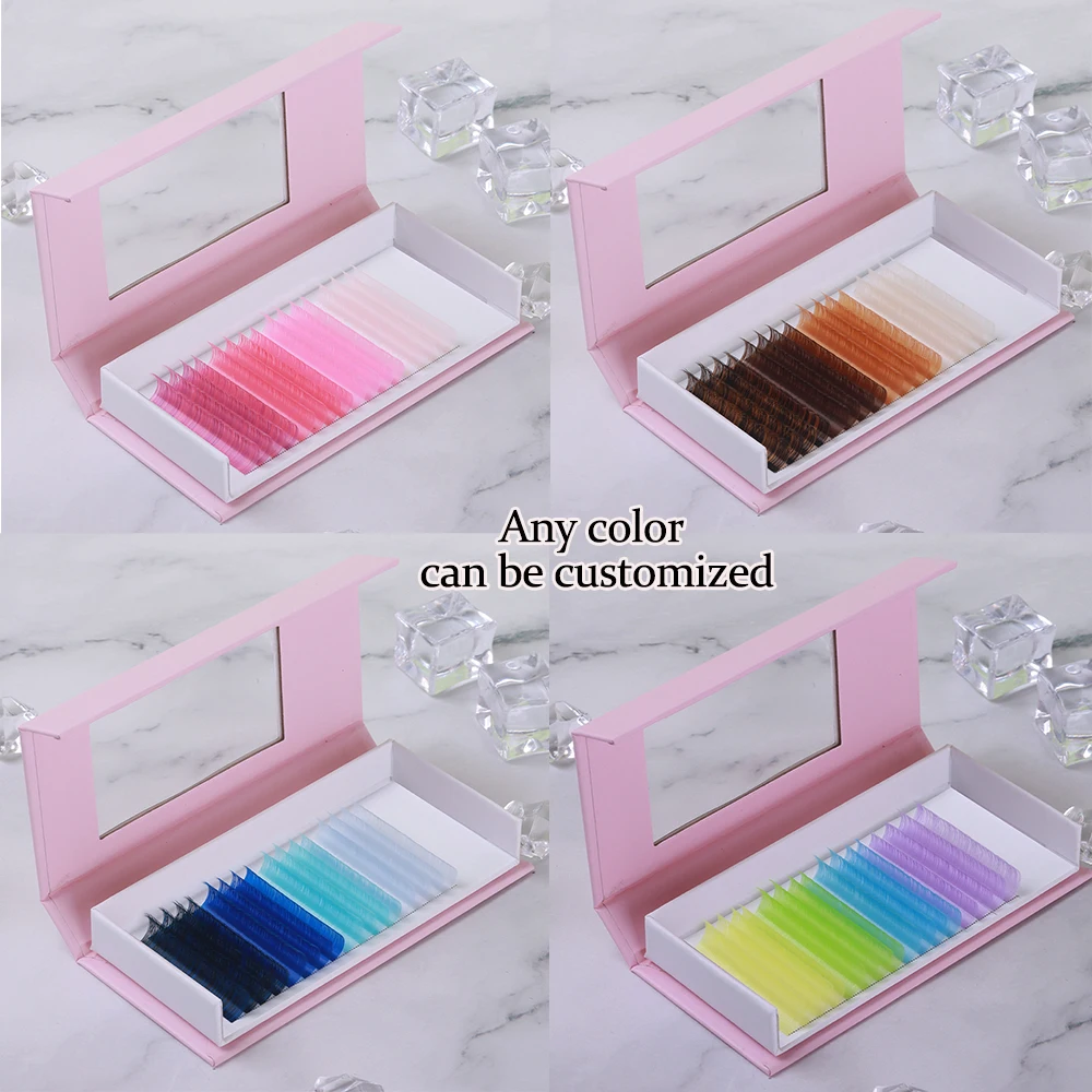 Brown Colour Colored 0.02 30mm Lash Extension Tray d Curl .03 25mm Premade Color Tray Colourful Hair Very Thin Eyelash Extension