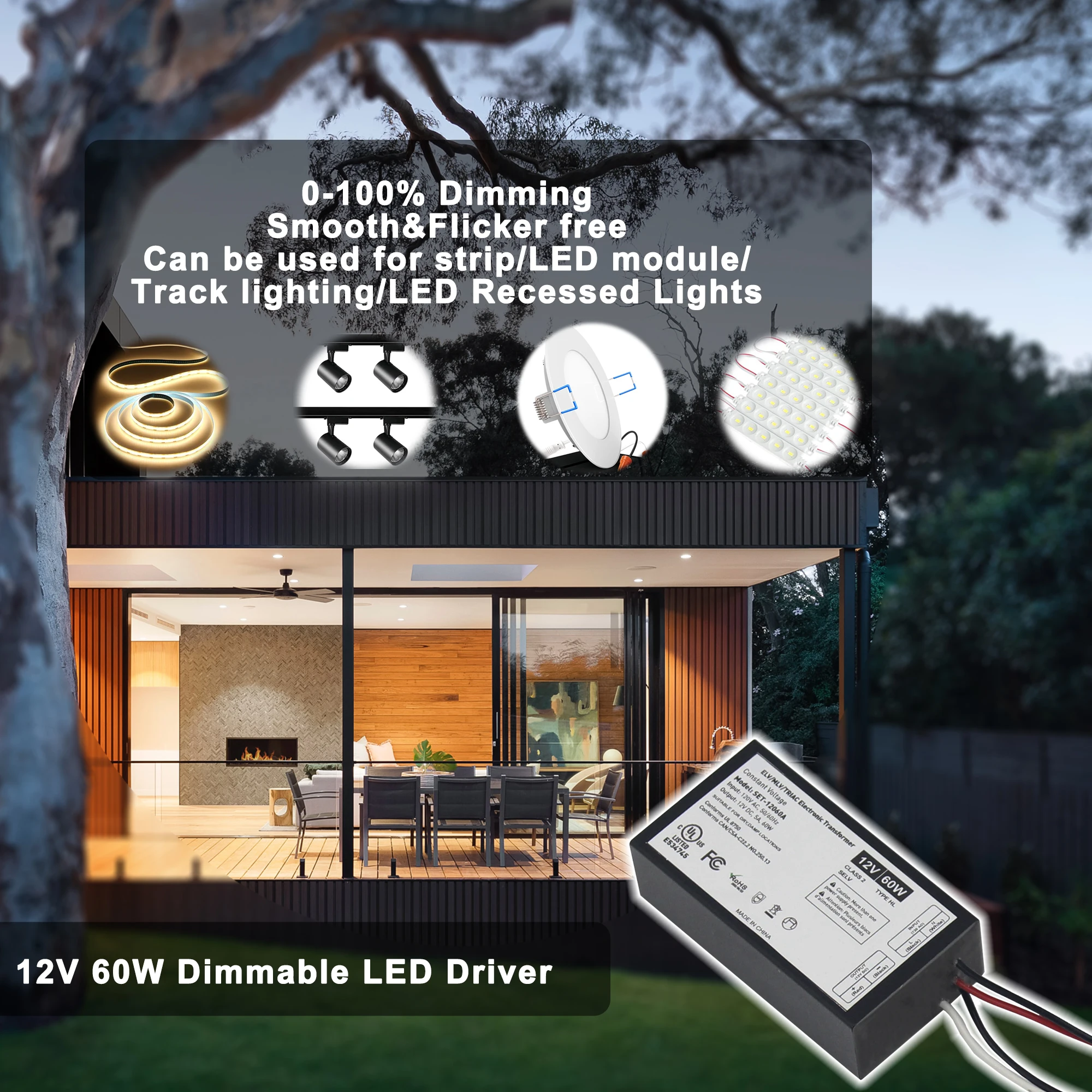 ELV/MLV/Triac 12V 24V 60W mini dimmable led driver