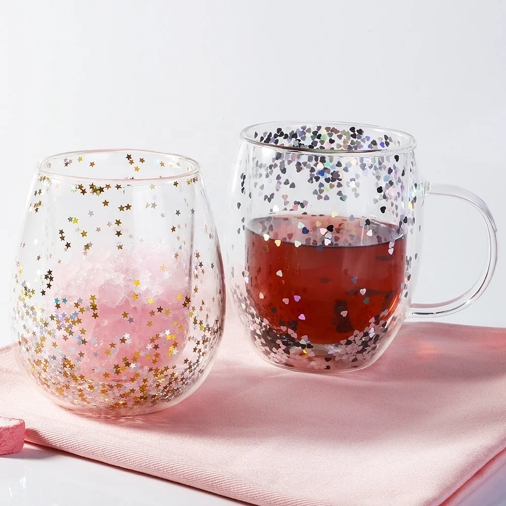 
Оптовая продажа, большой прозрачный боросиликатный изолированный стеклянный стакан с двойными стенками и логотипом на заказ, 360 мл, чашки для кофе и чая, кружки с ручкой 