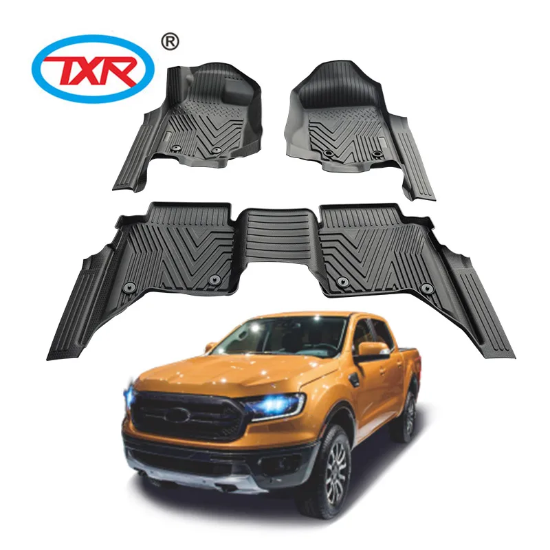 auto durable easy cleaning Trunk Mat car accessories 3D Plastic vehicle TPE car floor mats floor line for  ford ranger T8 T7 T9
