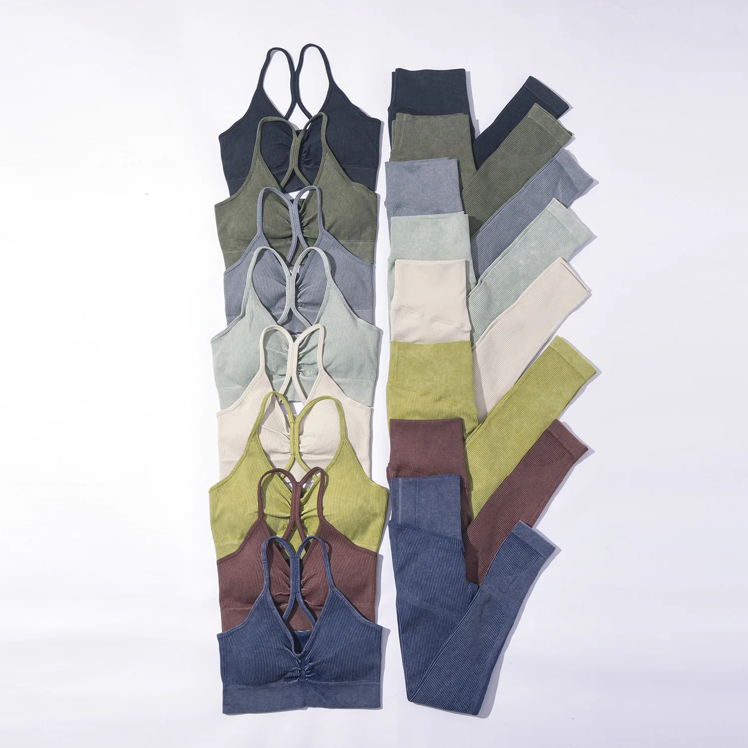 Latest Women Seamless Knitted Yoga Sets Sand Wash Workout Clothing Training Wear Gym Fitness Sets Activewear Custom LOGO