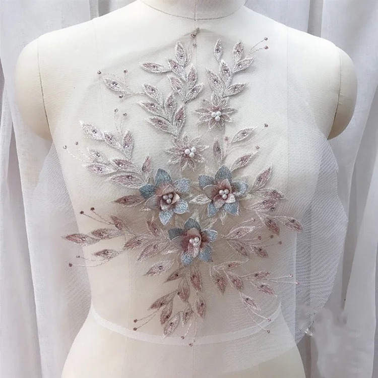 African beaded lace fabrics and purple bridal lace fabric beaded embroidery