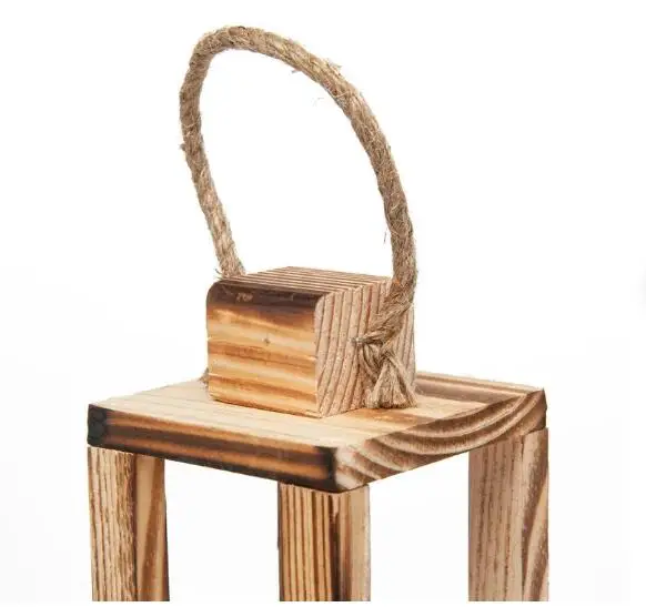 Vintage wind proof rustic wooden lantern with heart  courtyard portable wooden hurricane lantern decoration