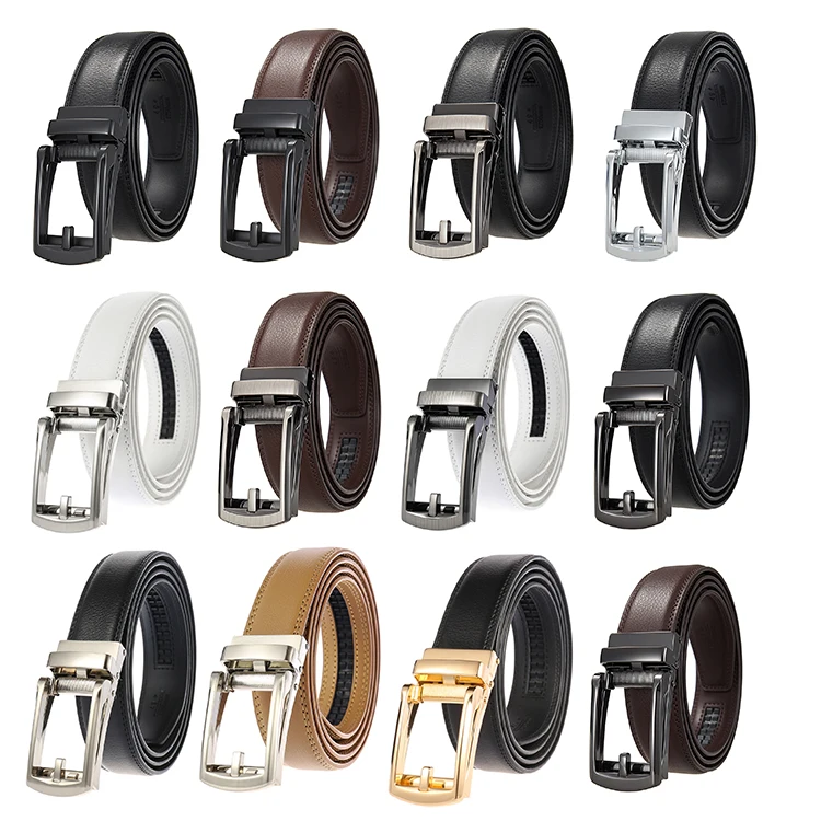 Black Brown Luxury Designer Buckle Custom Logo Automatic Ratchet Real Leather Belt Genuine Leather Belts Men Belt