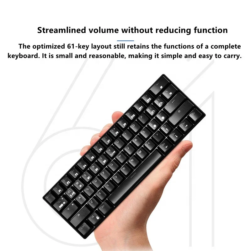 High Quality 61-Keys Wireless Gaming Mechanical Keyboard Compact Design Customize 1800mah Ergonomic design Keyboard