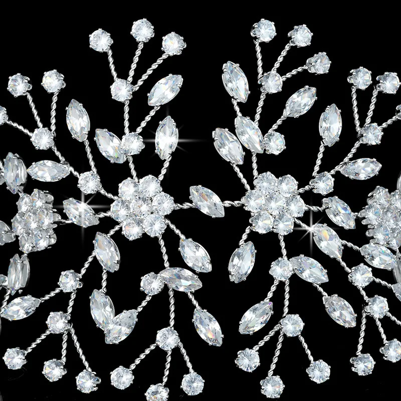 New Full Zircon Wedding Crown Bridal Tiara For Party Length 21.3cm Wide 8.5cm Sliver Barrettes Pop Dinner Copper BC4700