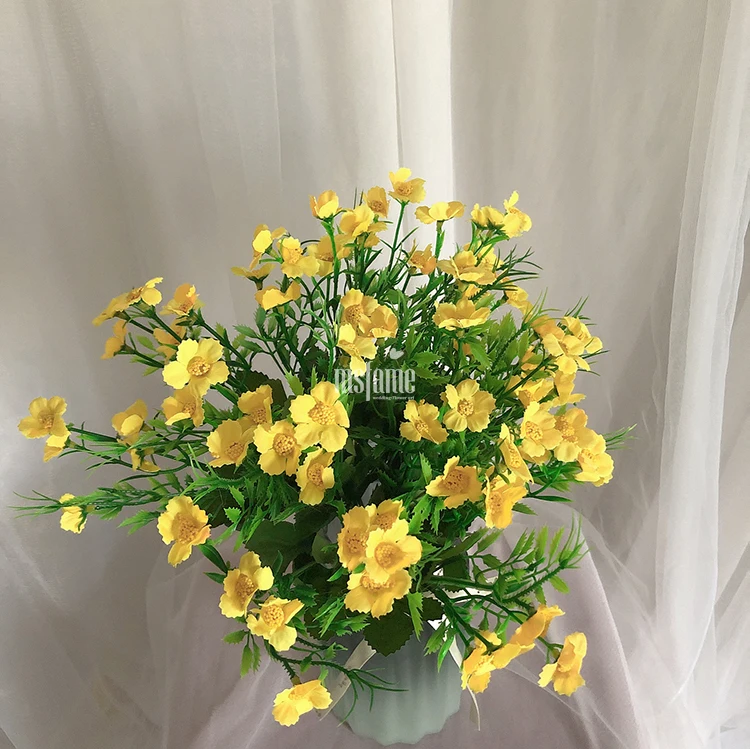 MSFAME Factory Directly Greenery Flowers Artificial White Rose Silk Flower Roses Bush