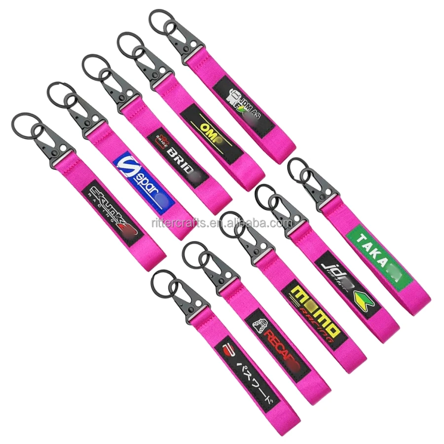 Lanyards Car Logo Airplane Tag Key Ring Custom JDM Style Key Tags Racing Car Fabric Strap Polyester Lanyard Keychain Llavero