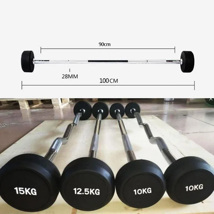 New innovative fitness barbell training  rubber  barbell straight  curving barbell