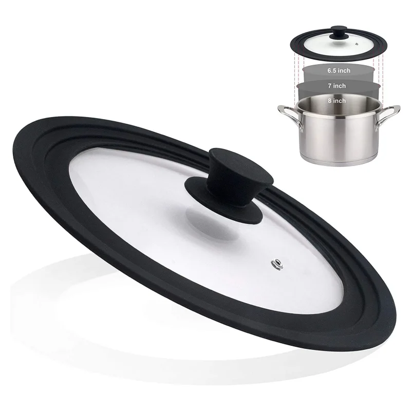 Factory Directly Sales White Silicone Glass Lid Pot Pan Ydeapi Universal Lids For Pots Pans and Skillets