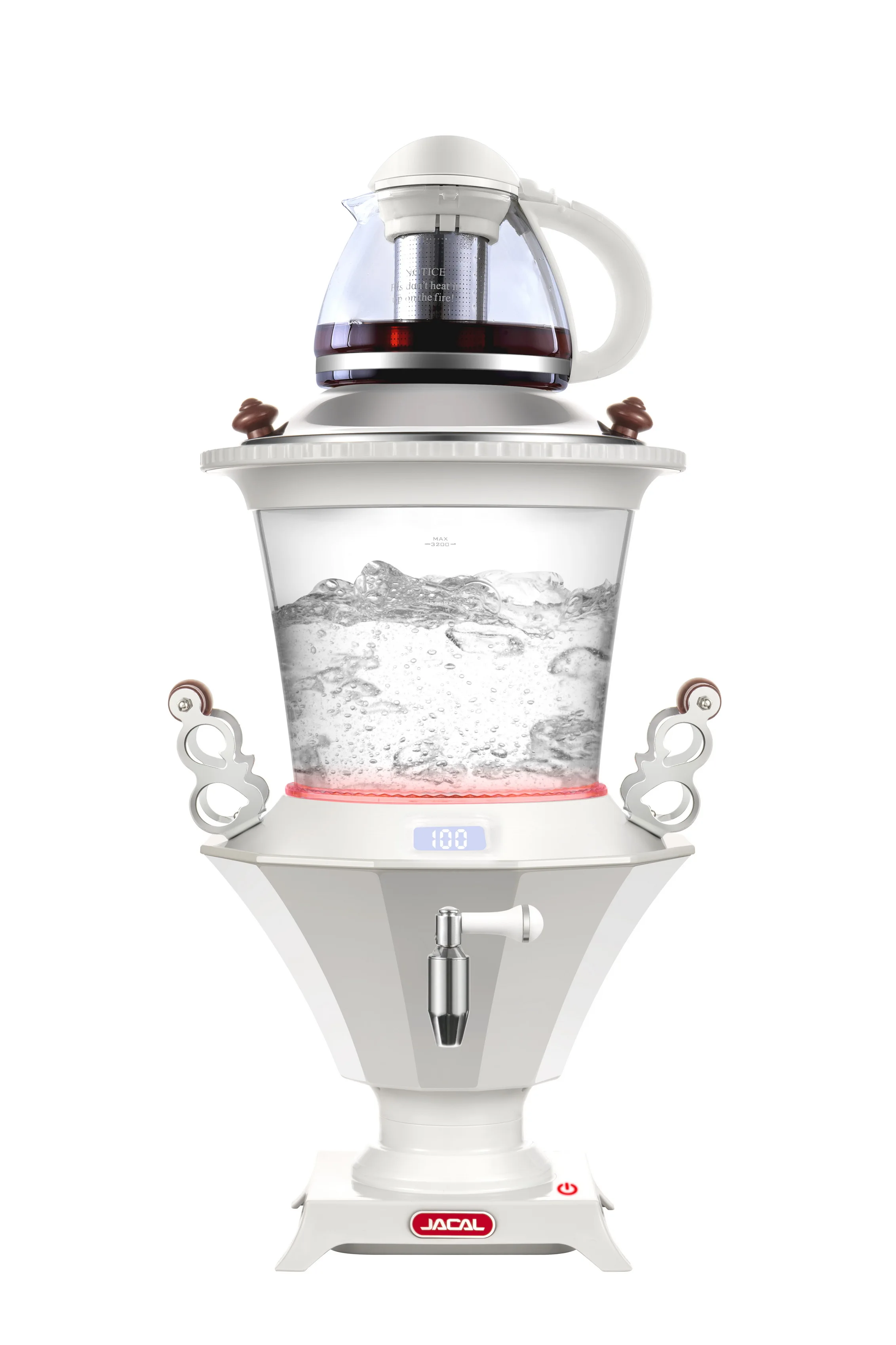 Glass samovar with LED temperature display