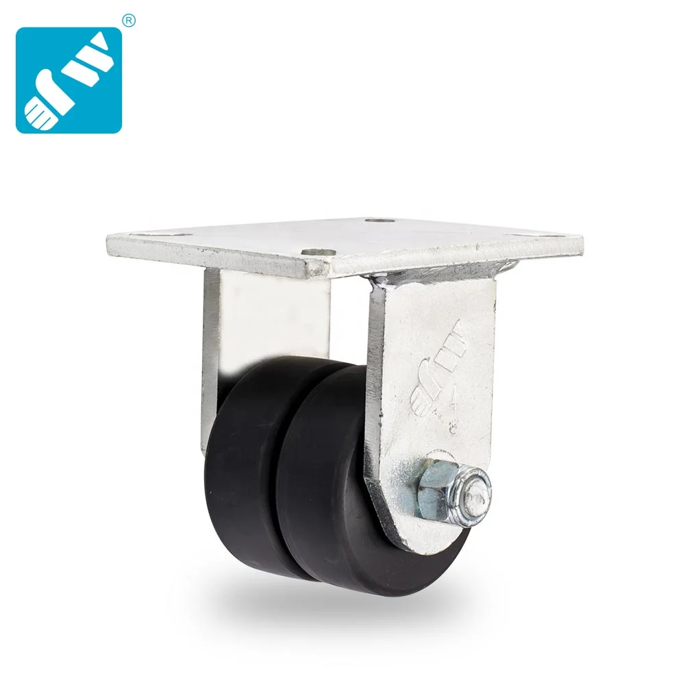 Heavy duty platform trolley black MC nylon dual wheel caster wholesale