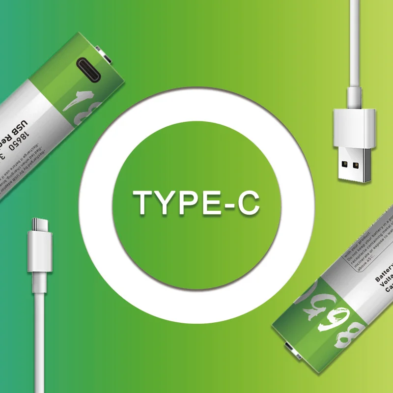 Wholesale high capacity 2000mAh to 3000mAh Li ion Li batteries 3.7V Lithium ion 18650 type-c usb cell rechargeable battery