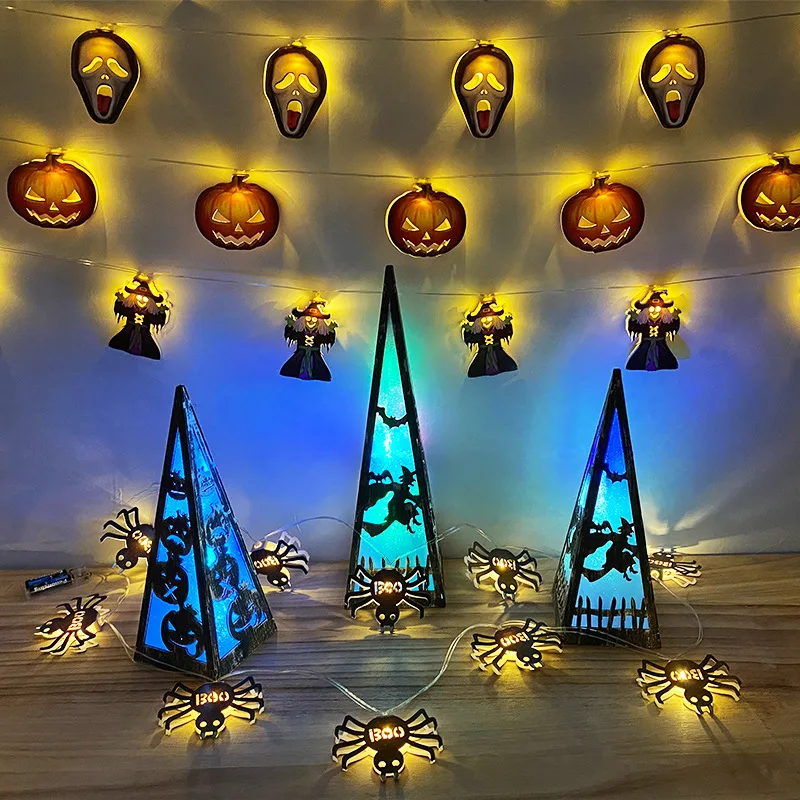 Halloween Pumpkin Garden pumpkin lanterns string lights Halloween Holiday battery operated modeling string solar light