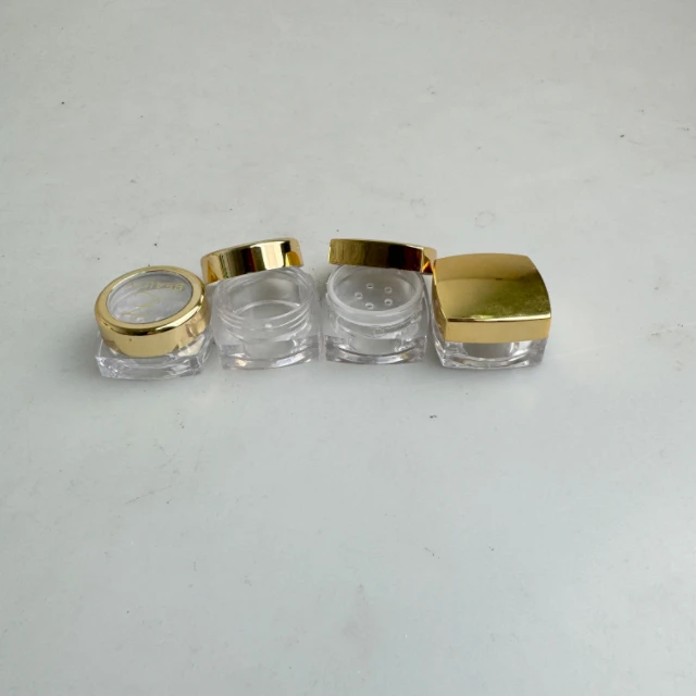 Care cream elegant cosmetic jars with gold cap square acrylic jars for cosmetic cream packaging wide mouth cosmetic jar