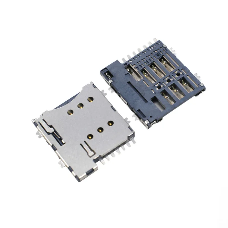 Микросим-карта 6-контактная система push-push, переключатель обнаружения Micro sim push 6P cocket SMT находится в середине печатной платы