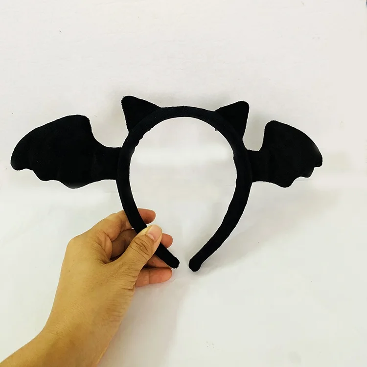 New Popular design Plush Black Bat ear fur headband for christmas party