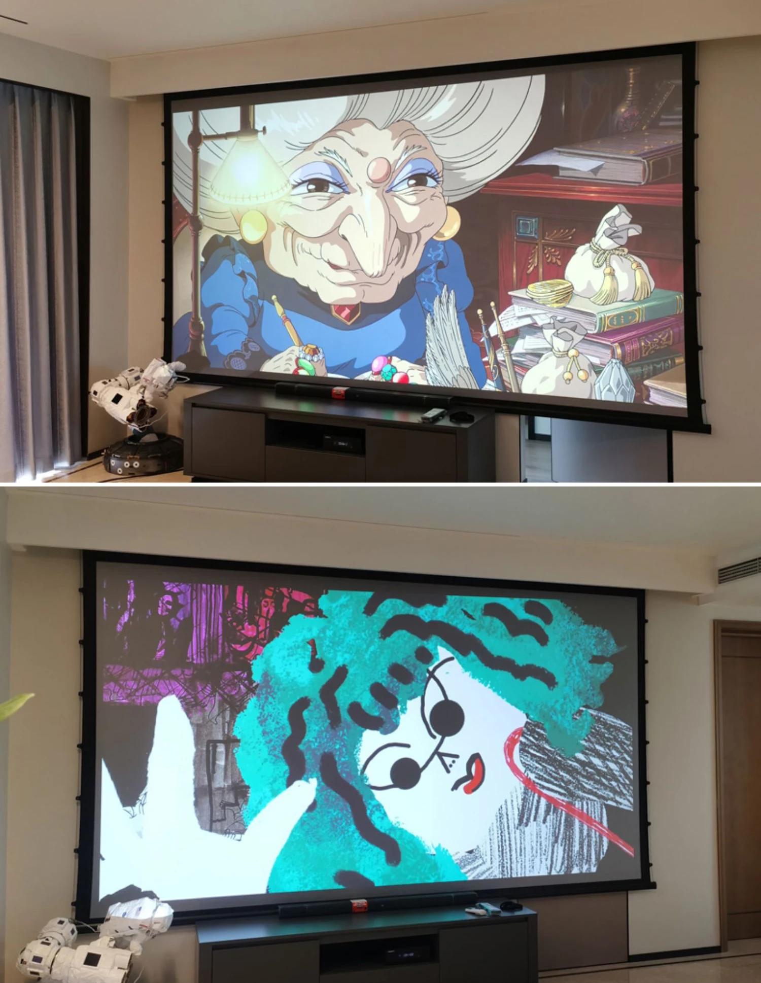 120-180 Inch 4K 3D Daylight Room Black Diamond Motorized Tension Projector Screen ALR Projection Screen For Long Throw Projector