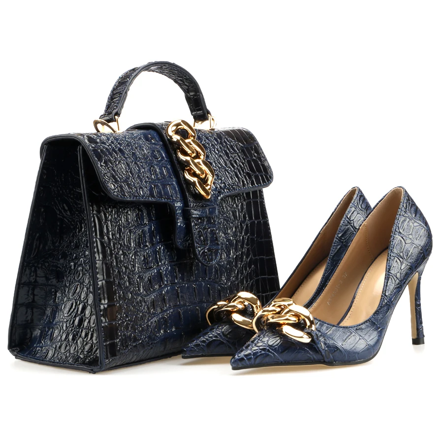 High Quality Ladies Italian Turkish Heel Pumps Shoes Bags Beautiful Fashion Matching Shoe And Bag Set for Women