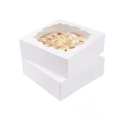 Cake Shop Durable Desert Pastry Boxes Cake Bulk, Cake Packing Box Paper With Window Clear