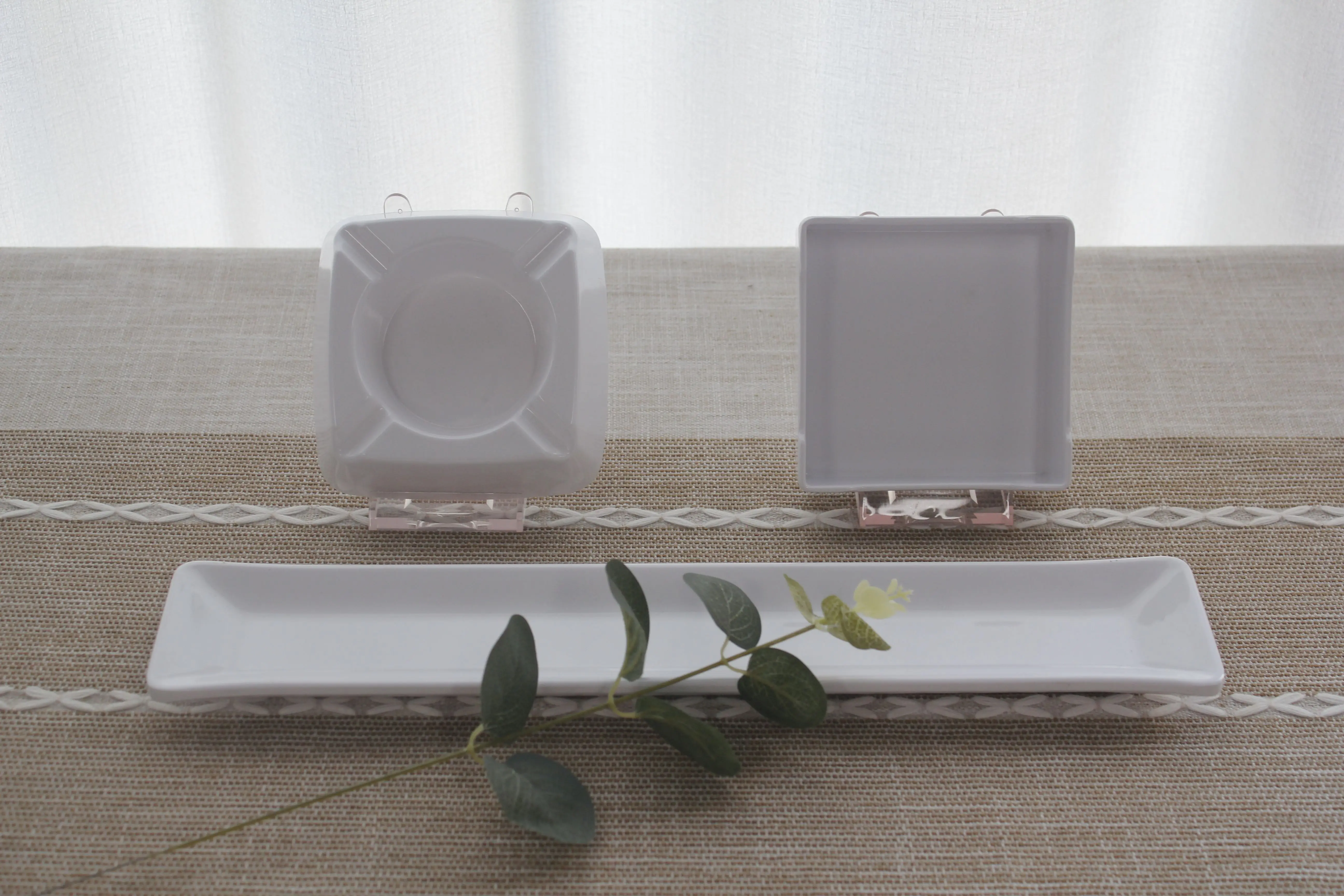 Melamine White Rectangular Hot Pot BBQ Sushi Dessert Platter Unbreakable Reusable Serving Plate with High Quality for Restaurant