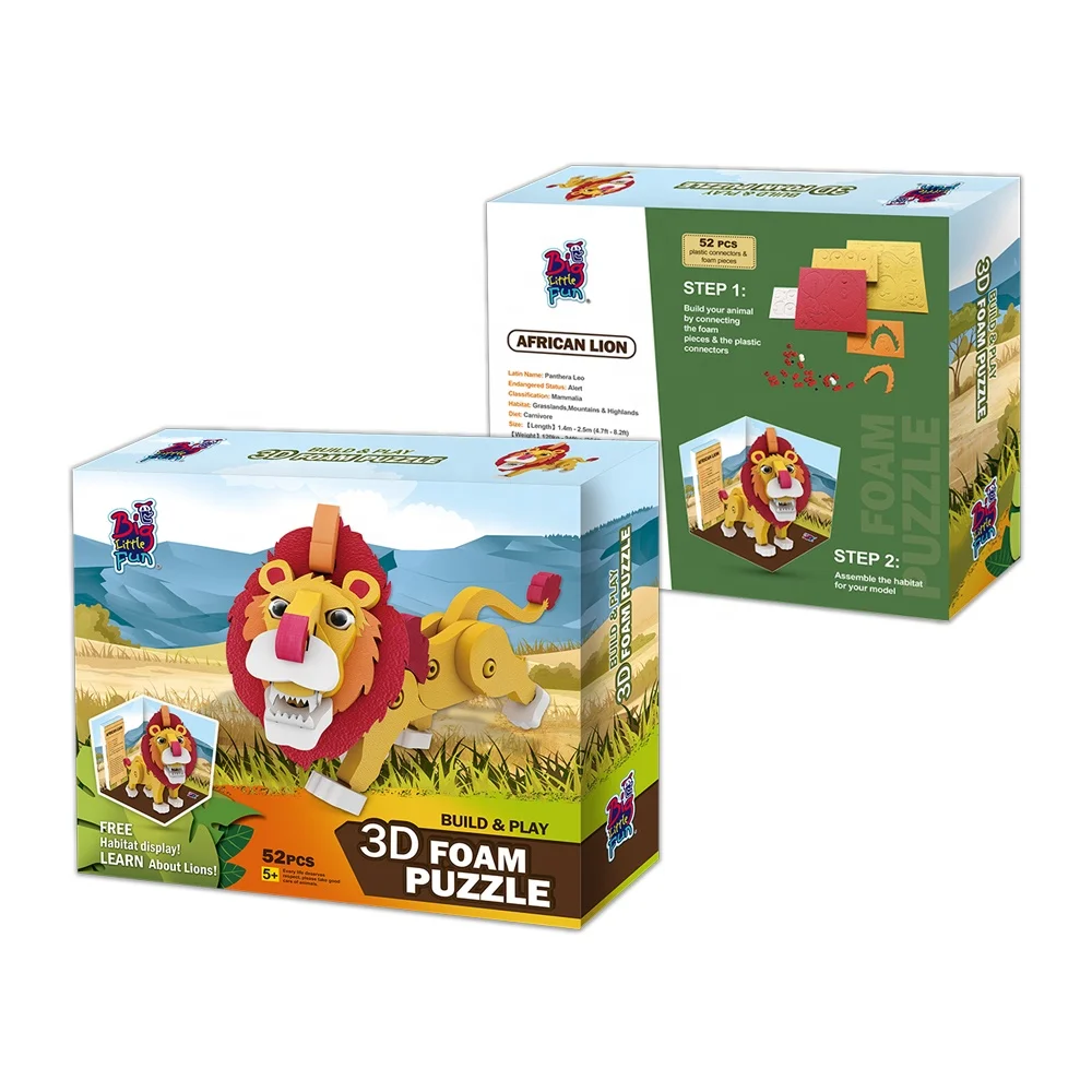 Wild animals lion king figures assembled EVA foam jungle animals puzzle kids educational toys