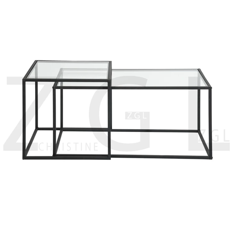 
Manufacturer selling modern metal frame glass coffee table modern living room folding patio outdoor side table coffee end table 