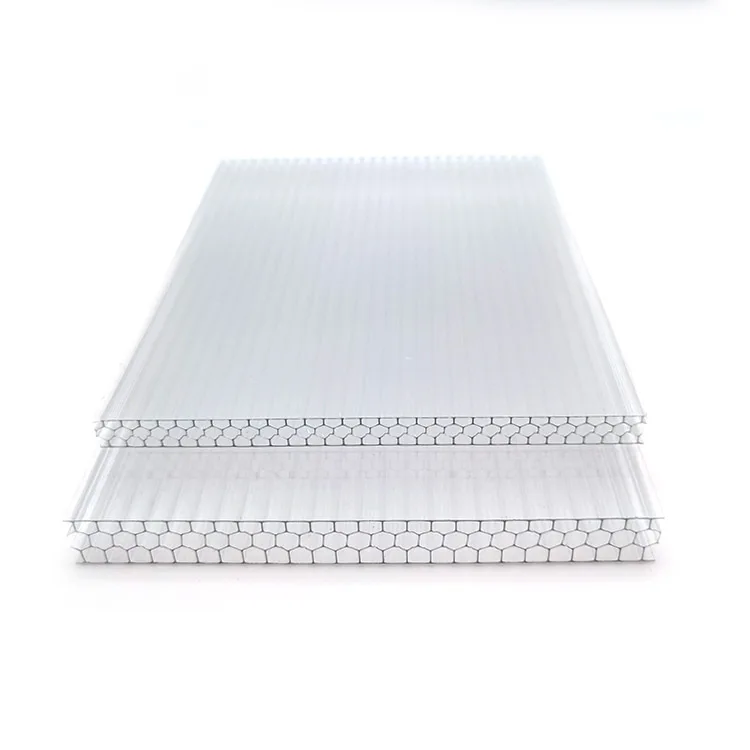 High impact 10mm B1 grade transparent cellular policarbonato alveolar plate for decorative partition
