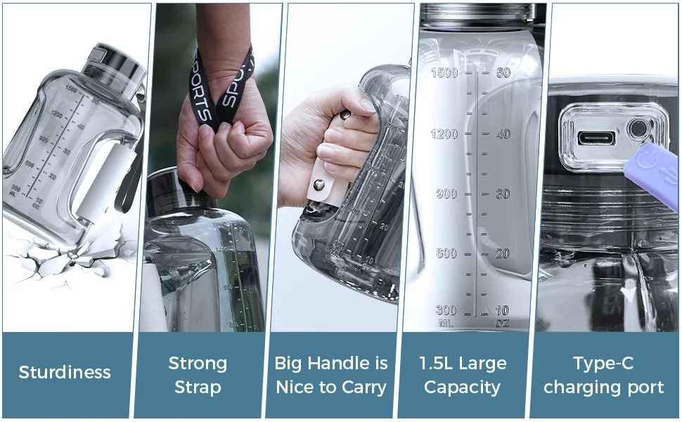 sports kettle Hydrogen Water Bottle Hydrogen Water Generator with SPE/PEM Technology 3000PPB Pure Hydrogen Rich Concentration