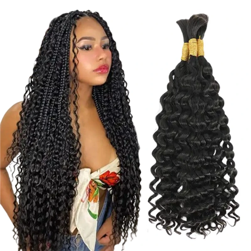 Wet and Wavy Bulk Human Hair for Braiding No Weft Deep Wave Bulk Human Hair Braiding Bundle Hair Extension Wholesale Vendor