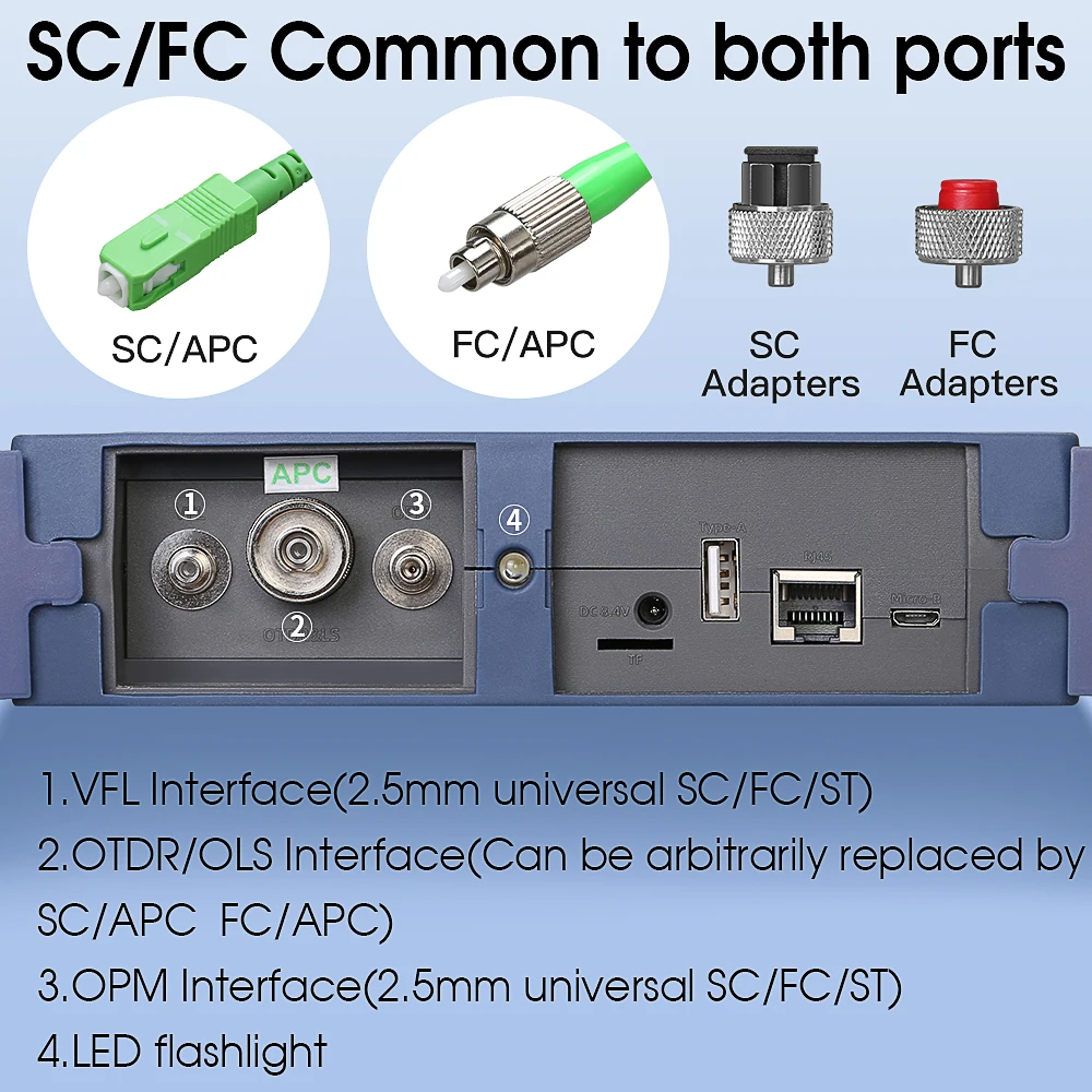 COMPTYCO Mini OTDR AUA601A 1550nm 24/22dB Fiber reflectometer touch screen OLS OPM + VFL 60km -50~+26dBm