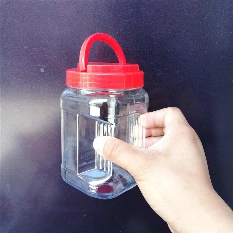 Large Clear Empty Square Storage Cookie Candy Sweet Container Food Grade with Easy Grip Handle Plastic Jar with Lids Half Gallon