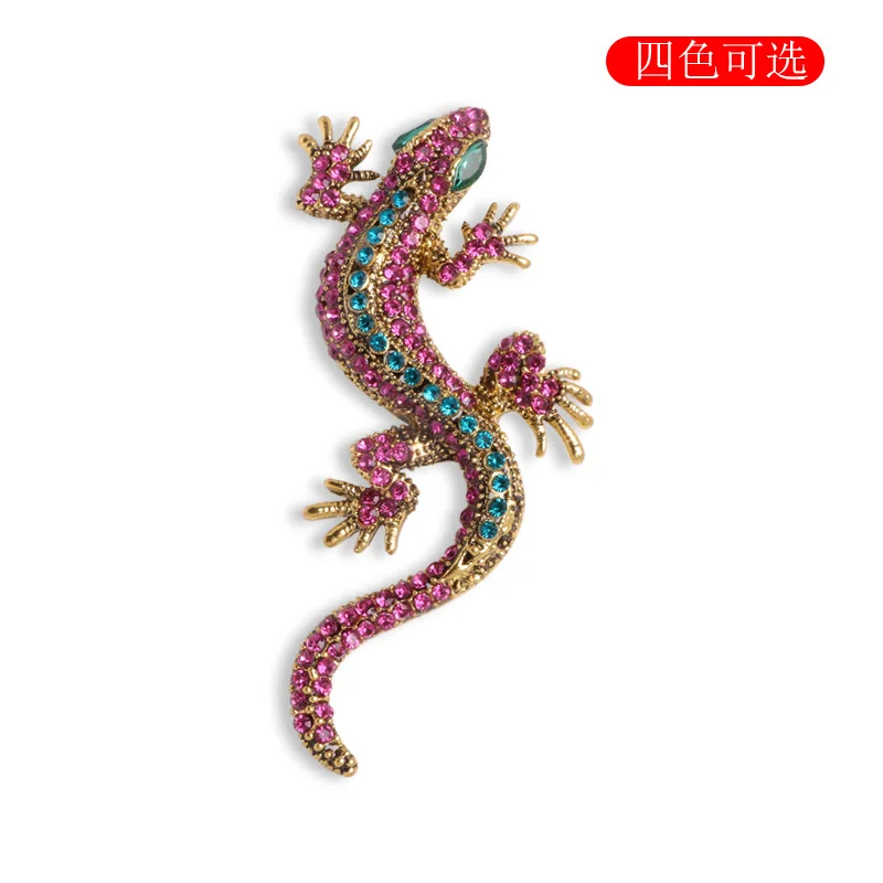 New Hot Sale Vintage Corsage Animal Lizard Brooch Diamond Alloy Unisex Accessory Brooch For Lady