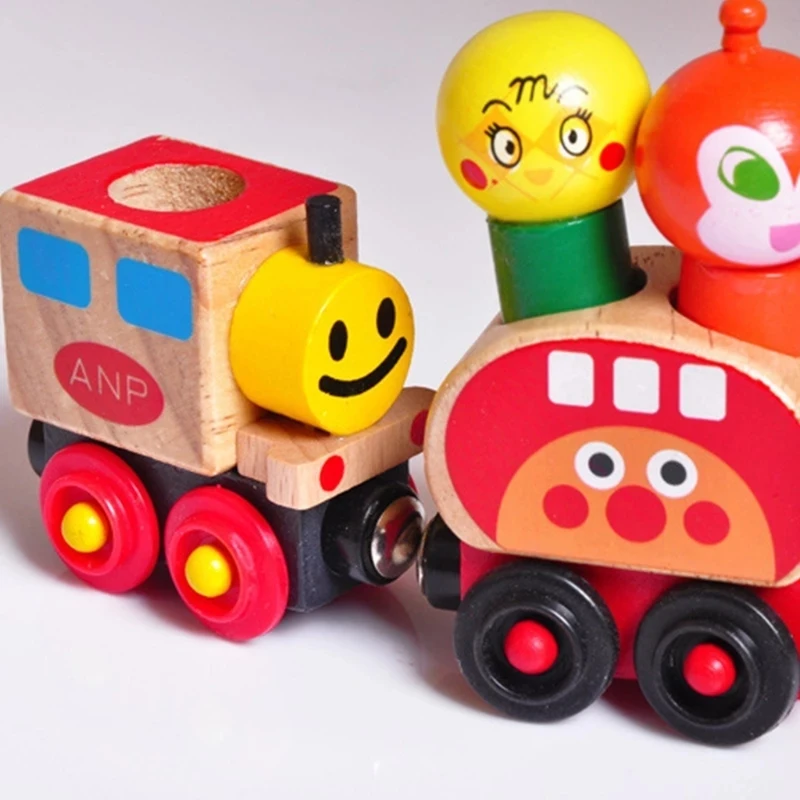 Деревянный магнитный поезд Anpanman обучающие игрушки для детей подарок