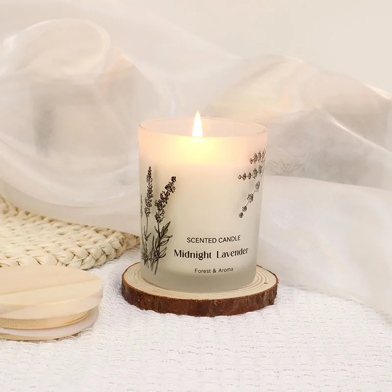 New Design Fresh And Natural Woody Fragrance 150g Frosted Glass Jar Bottle Scented Candle