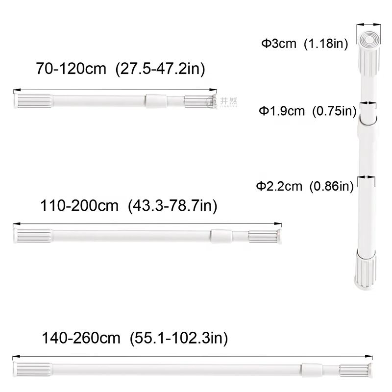 Modern metal accessories simple rod small round head telescopic rod