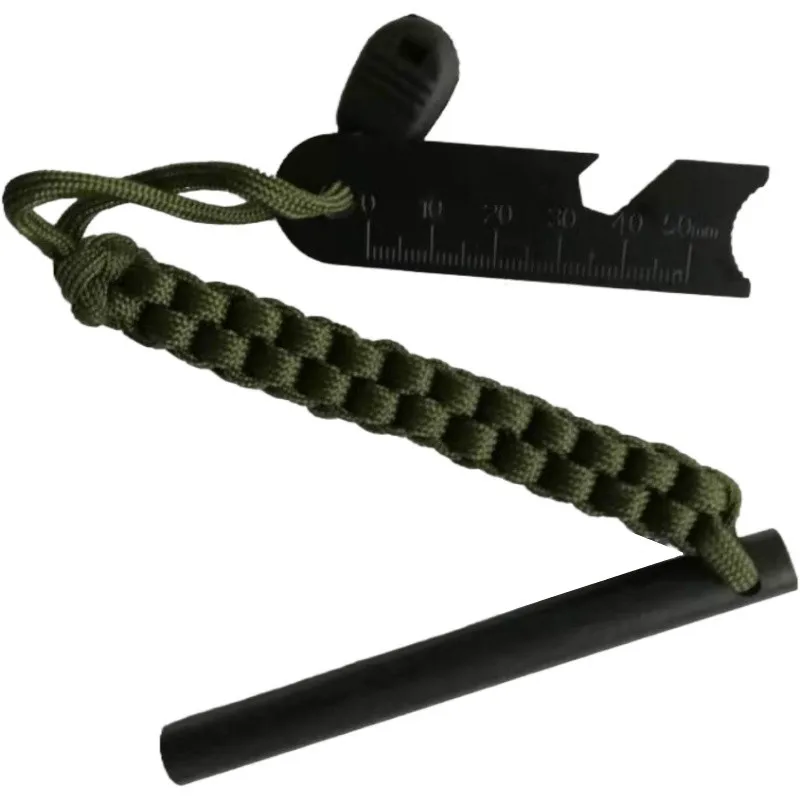 Multi Waterproof flintstone emergency magnesium firestarter flint wood handle fire starter stick survival tool kit
