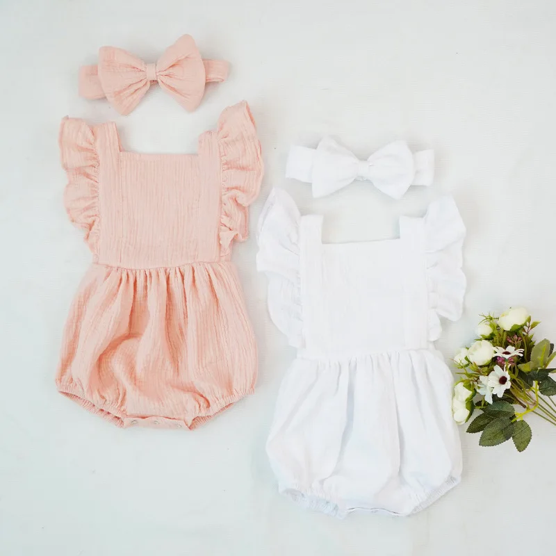 2022 summer new infant clothes cotton flying sleeve Jumpsuit fashion baby rompers