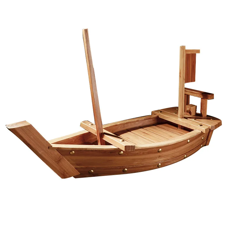 hand made reusable hotel restaurant japanese natural bamboo wood sushi boat for big party