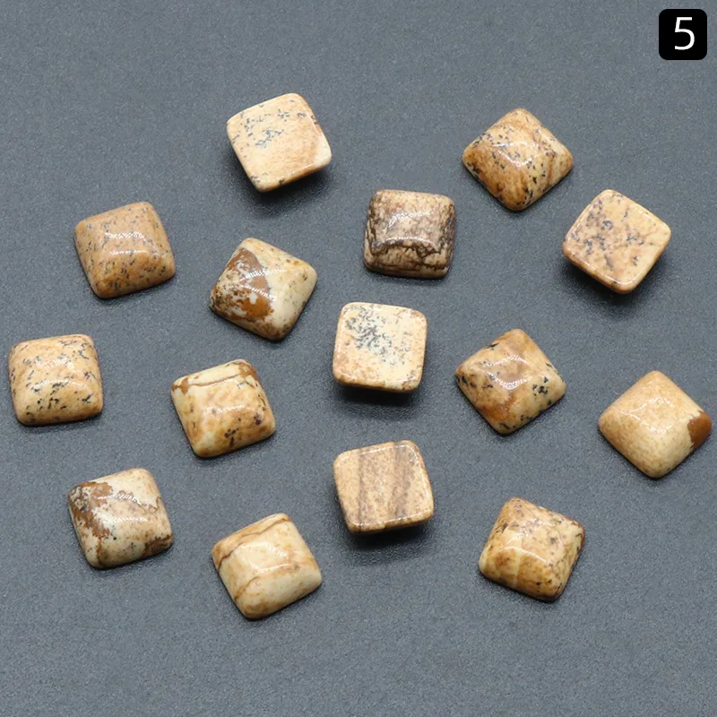 Square ring surface natural crystal single curved square geometric DIY jewelry stone semi-precious stone crafts