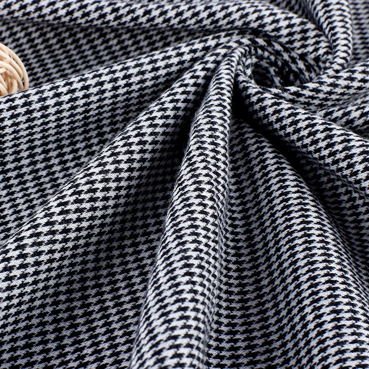 
100% cotton double-sided jacquard fabric knitted Thousand Bird check print dress fabric 