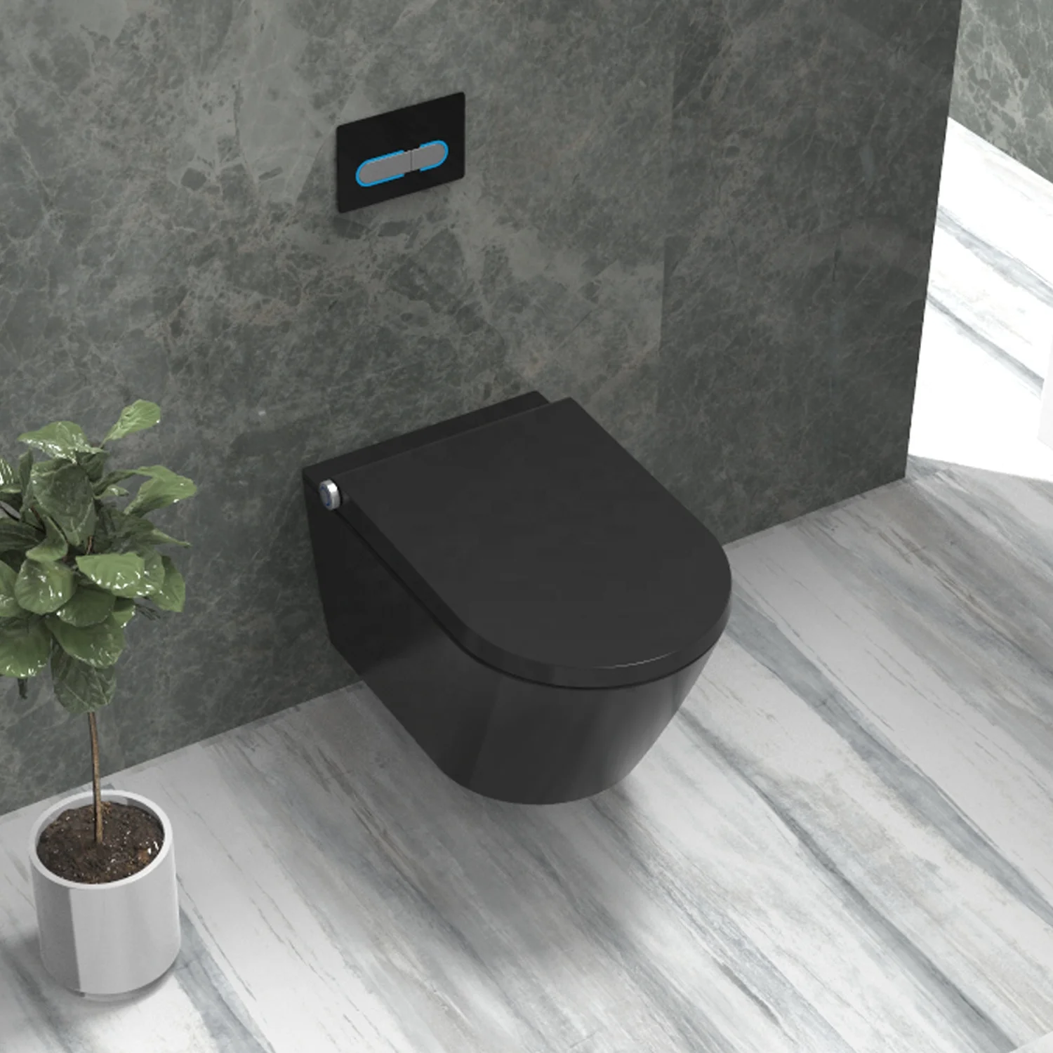 Luxury Black Smart Toilet Floor Mounted Intelligent Electric WC for Europe