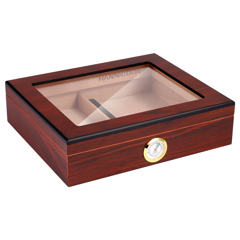 Factory Wholesale Customized Logo travel humidor cigar box Wooden Storage Cigar Boxes Glass Top best Cigar Humidor