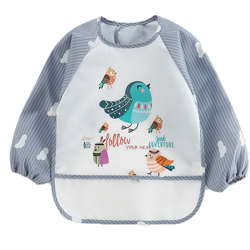 Children Feeding Aprons Long sleeve Baby bib with Pocket Full Cover Baby Bibs with Pocket waterproof long sleeve bibs