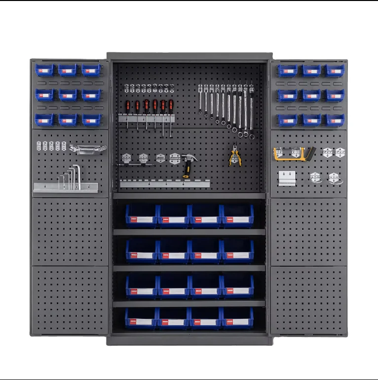 Heavy-duty Tool Cabinet with Double Door Metal Tool Storage Garage Cabinets with Hanger for Workshop